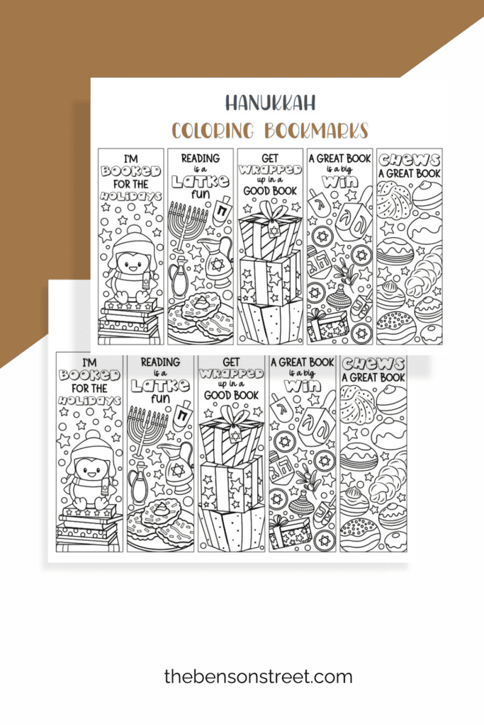 Hanukkah Activity. Set of Free Printable Hanukkah Coloring Bookmarks