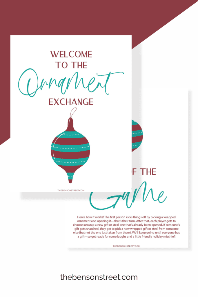 Signs and rules for an ornament exchange. Christmas Ornament Exchange Party Printables