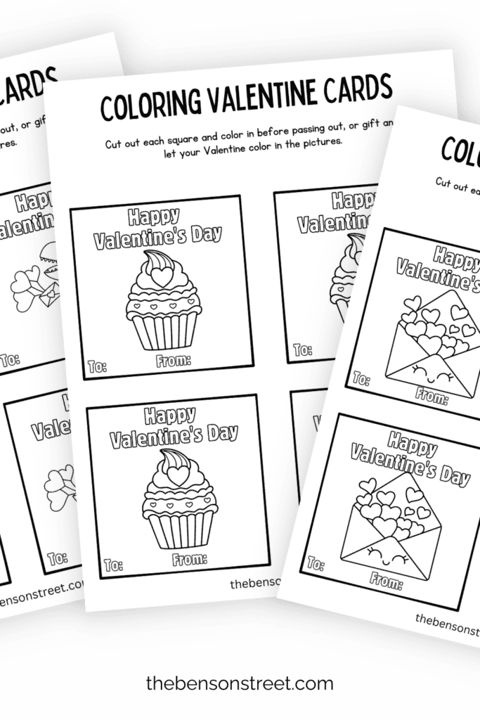A bunch of different coloring Valentine Cards