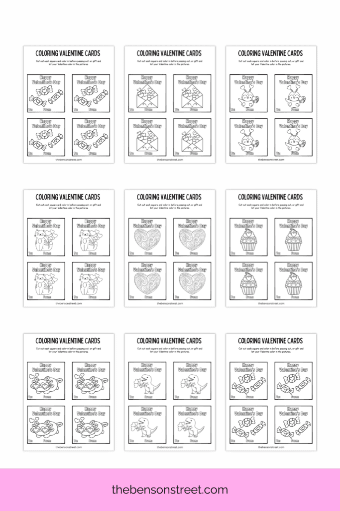 A variety of Sweet Valentine Cards to Color and Customize with a bunch of free printable designs