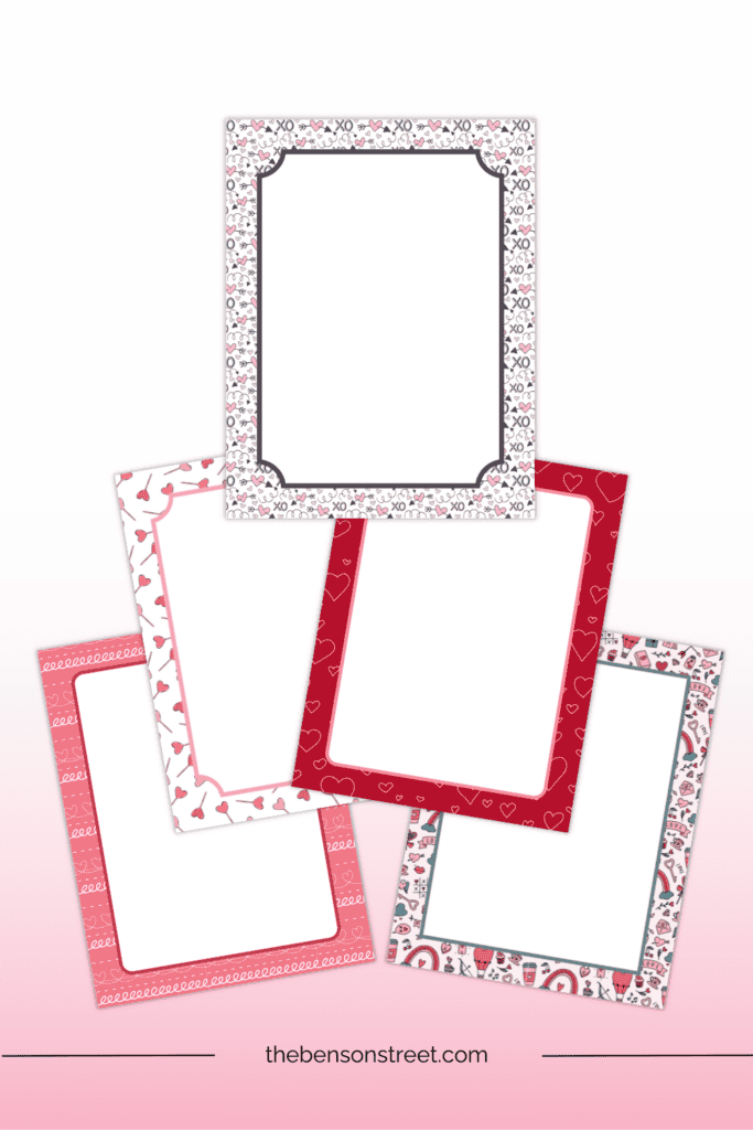A variety of free printable Valentine Day Paper Borders