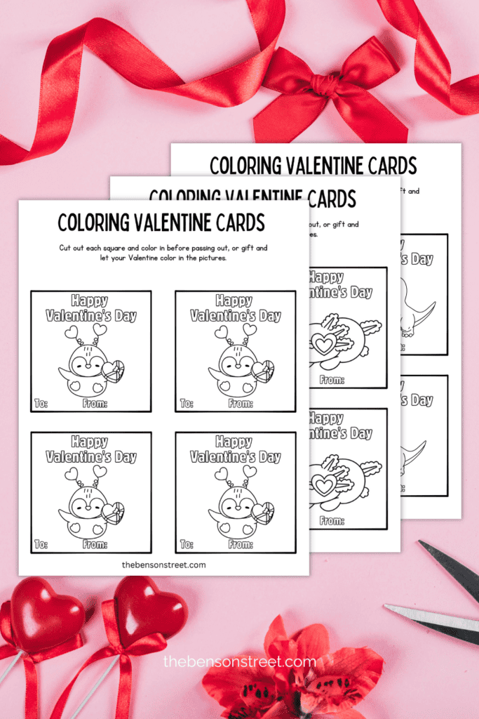 Adorable Animal Valentine's Day Cards to Print and color