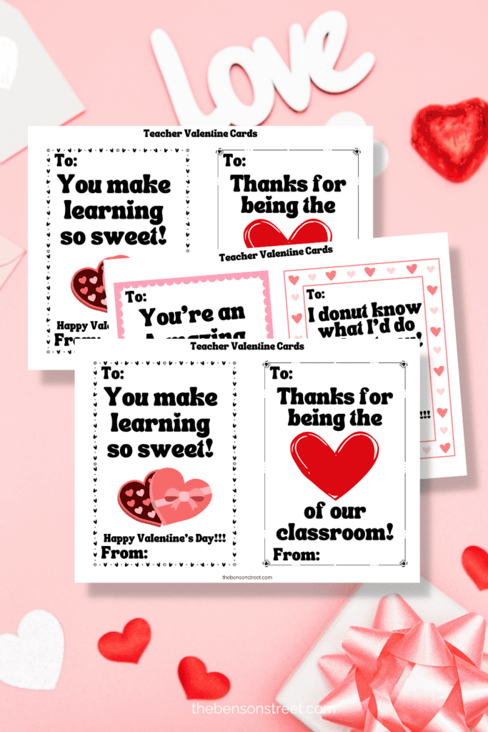 Adorable cards for Valentine's Day for gifting to teachers