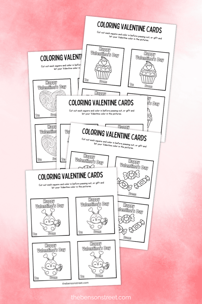 Color your own Valentine Cards Free Printable with cute designs