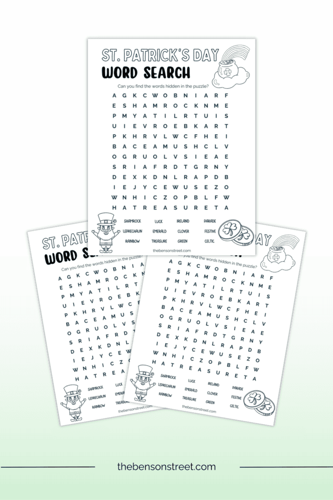 Coloring and vocabulary fun on St. Patrick's Day with a coloring word search