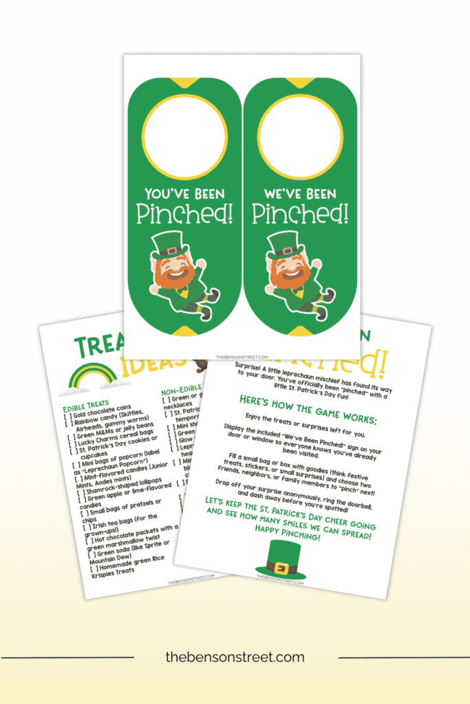 Door hanger signs that say you've been pinched or we've been pinched