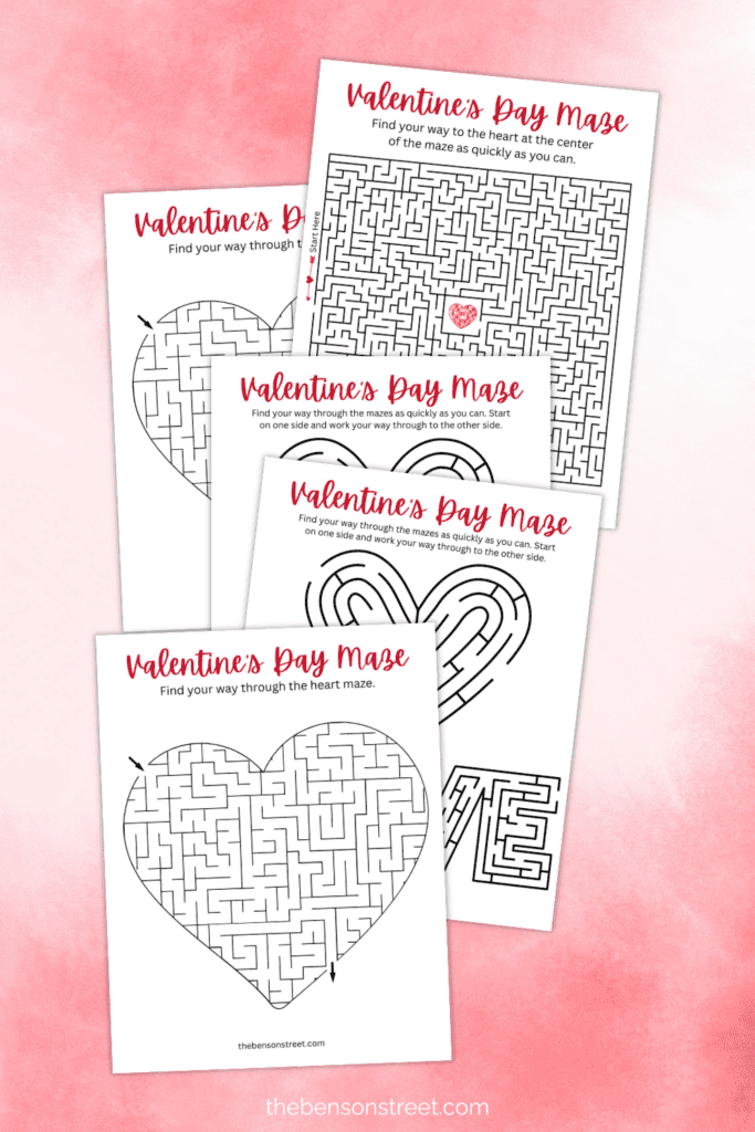 Enjoy three mazes for Valentine's Day with these free mazes