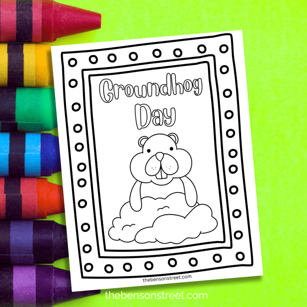 FREE Groundhog day coloring sheets printable set
