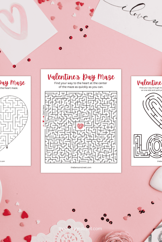 Fall in love with some Maze fun for Valentine's Day with this set of free printables