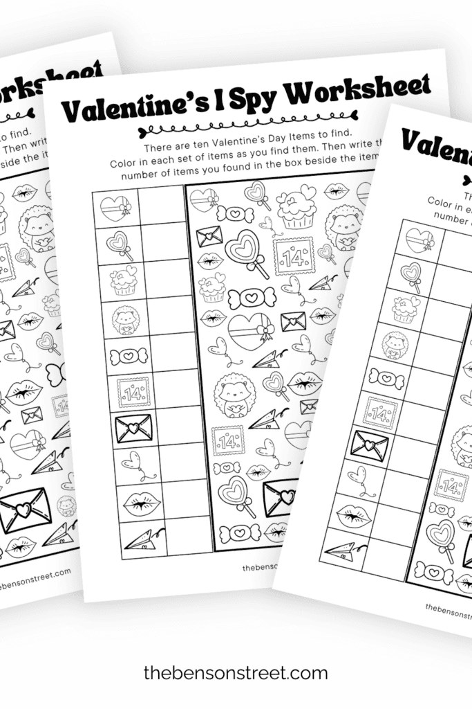 Find these Valentine Images in this I Spy Worksheet for Valentine's Day