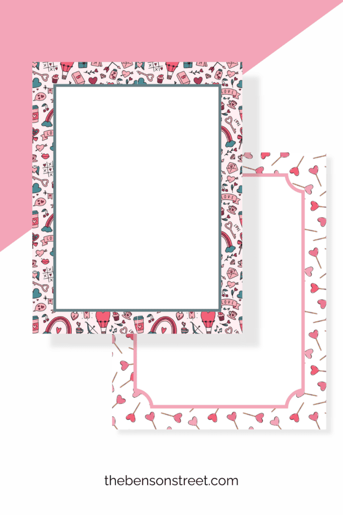 Five Free Printable Valentine's Day Paper Borders to print at home
