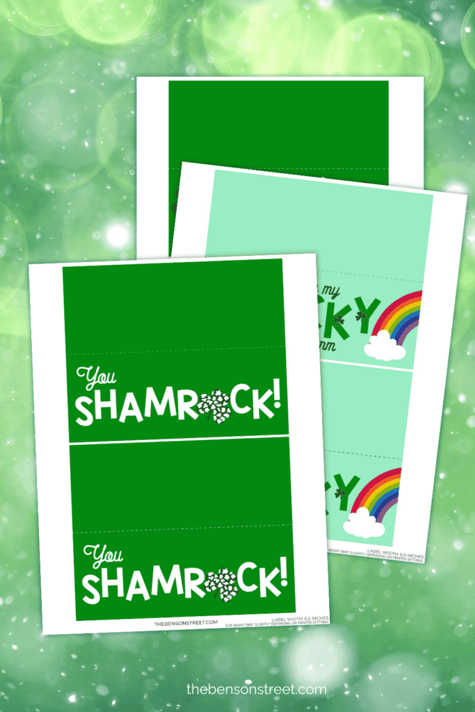 Four Designs of Treat Bag Tag Bag Toppers for St. Patrick's Day 