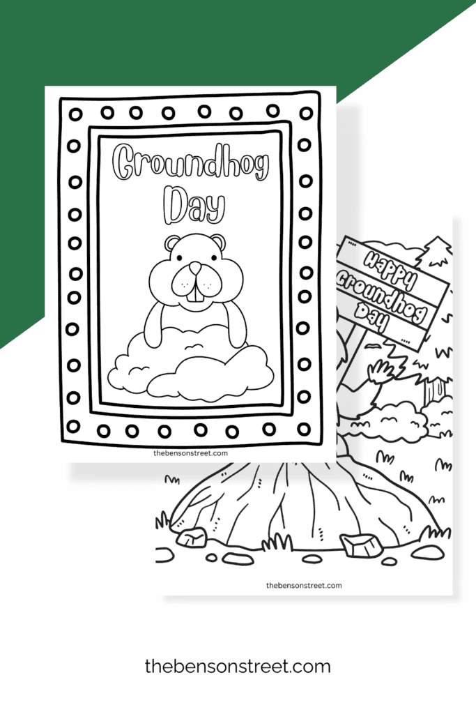 Four Fun Happy Groundhog Day Coloring Pages Free to Print