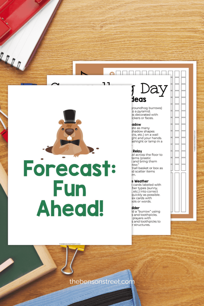 Free Printable Groundhog Day games bundle with minute to win it ideas and a scorecard