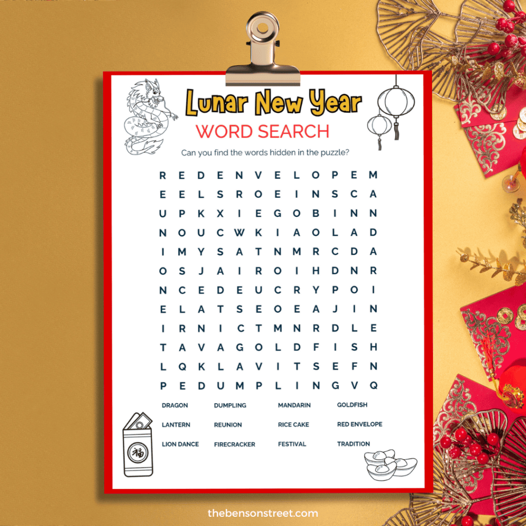 Free Printable Lunar New Year Word Search