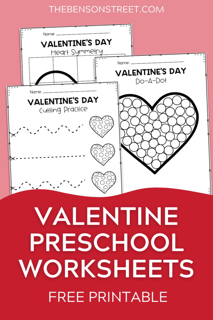 Free Printable Set of Valentine Preschool Worksheets for February