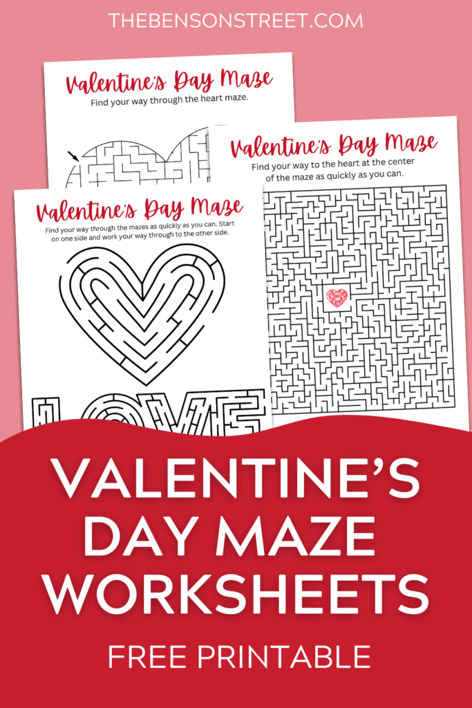 Free Printable Set of Valentine's Day Maze Worksheets