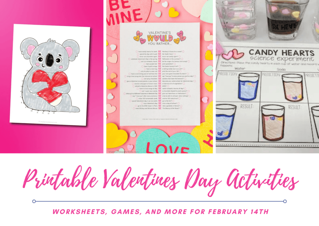Free Printable Valentines Day Activities and Worksheets for kids