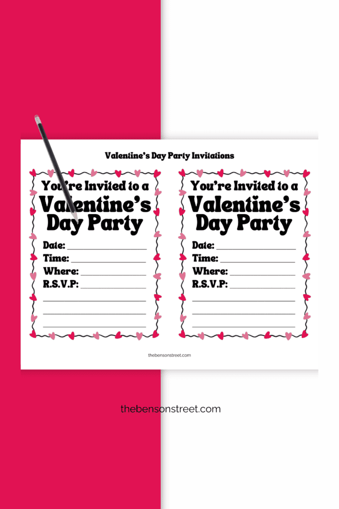 Free Printable Valentine's Day Party Invitations for parties. Print and write in details
