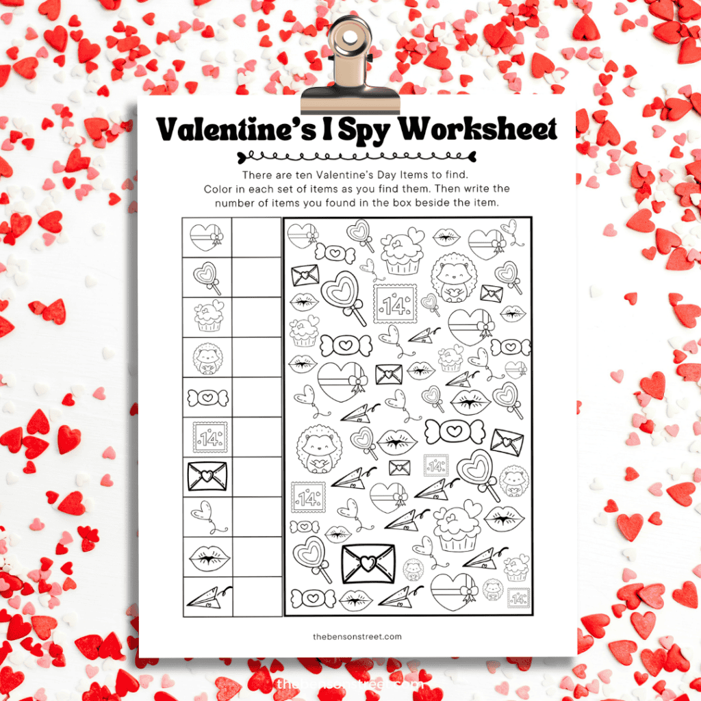 Free Printable Valentine's I Spy Worksheet