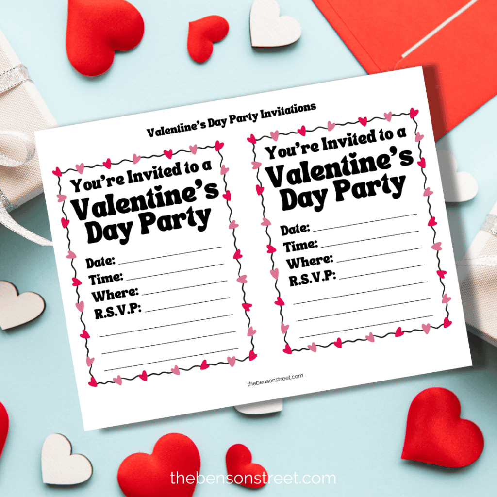 Free Printable Valentine's Party Invitation to fill in