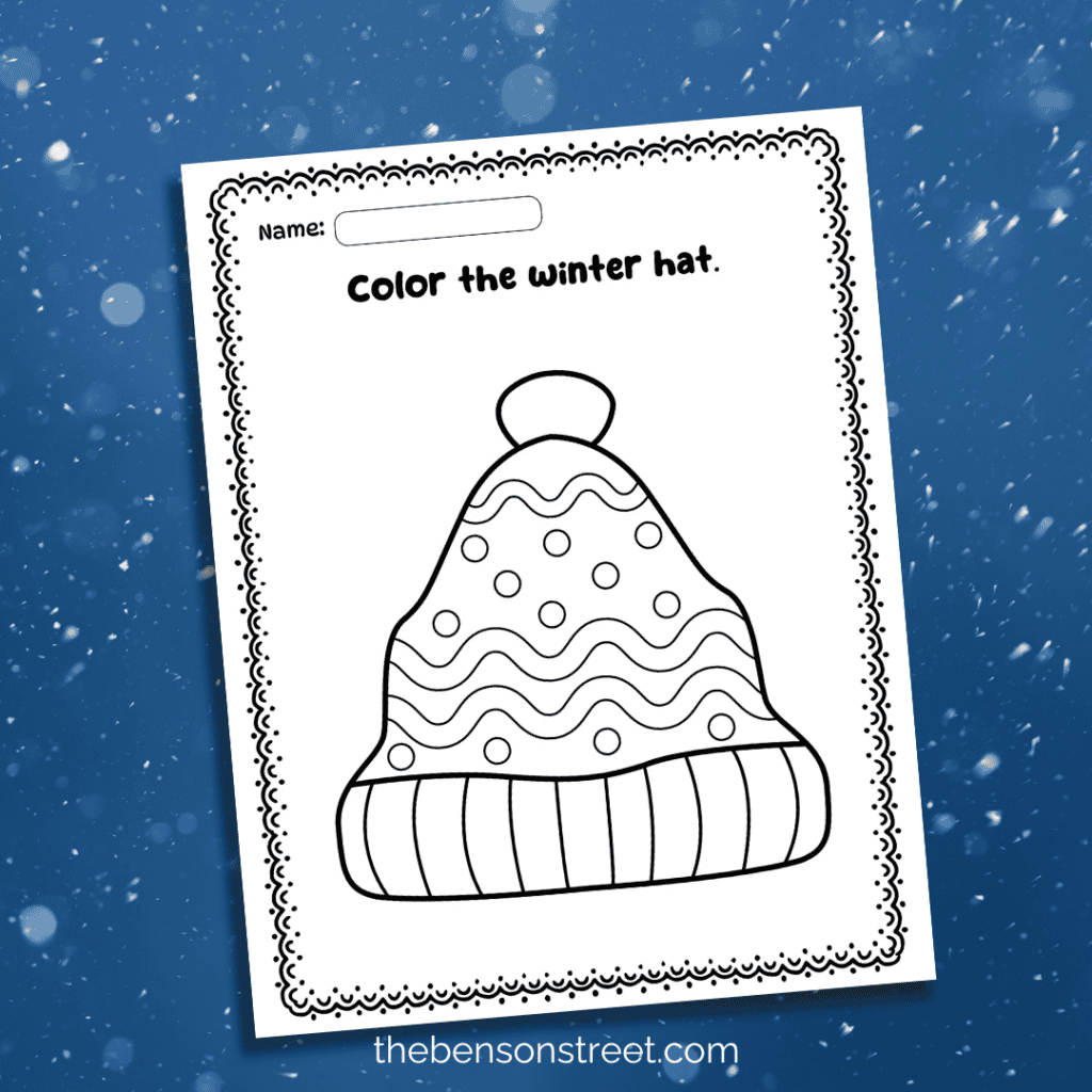 Free Printable Winter Hats to Color. Coloring Page Set