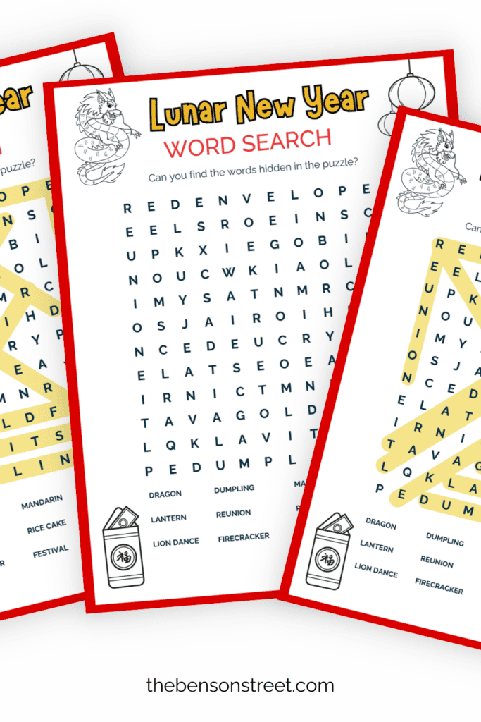 Free Printable Word Search for Lunar New Year
