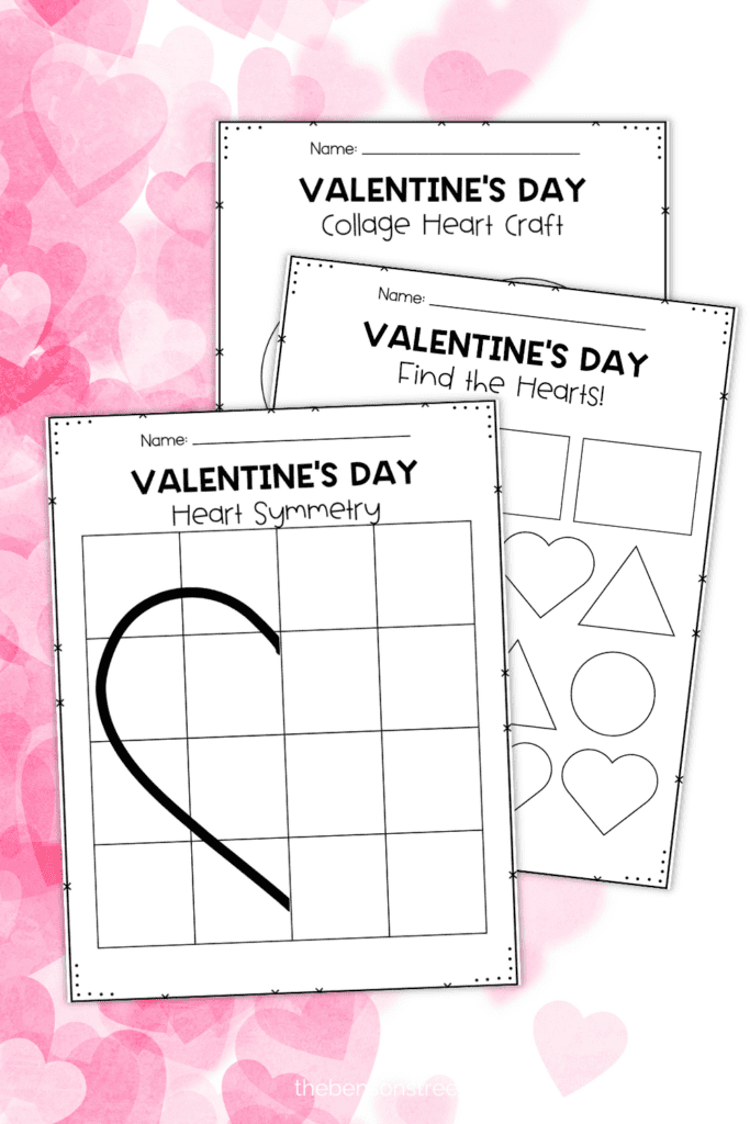 Free Printable heart shaped Valentine's Day worksheets