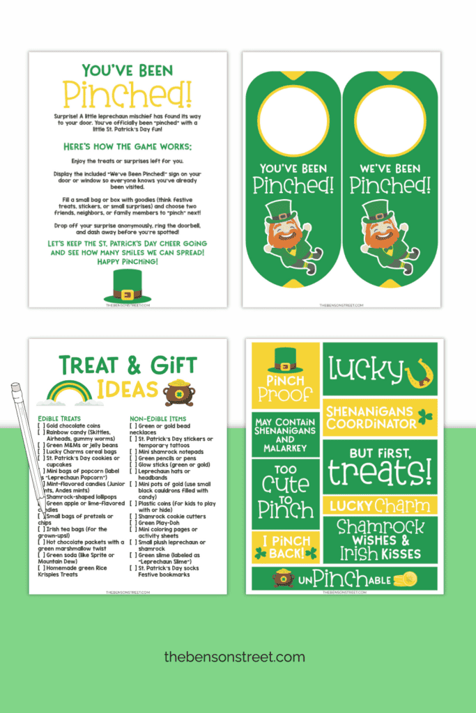 Free You've Been Pinched Printable Set for St. Patrick's Day fun
