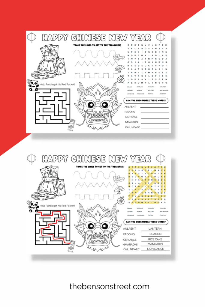Free printable chinese new year activity mat