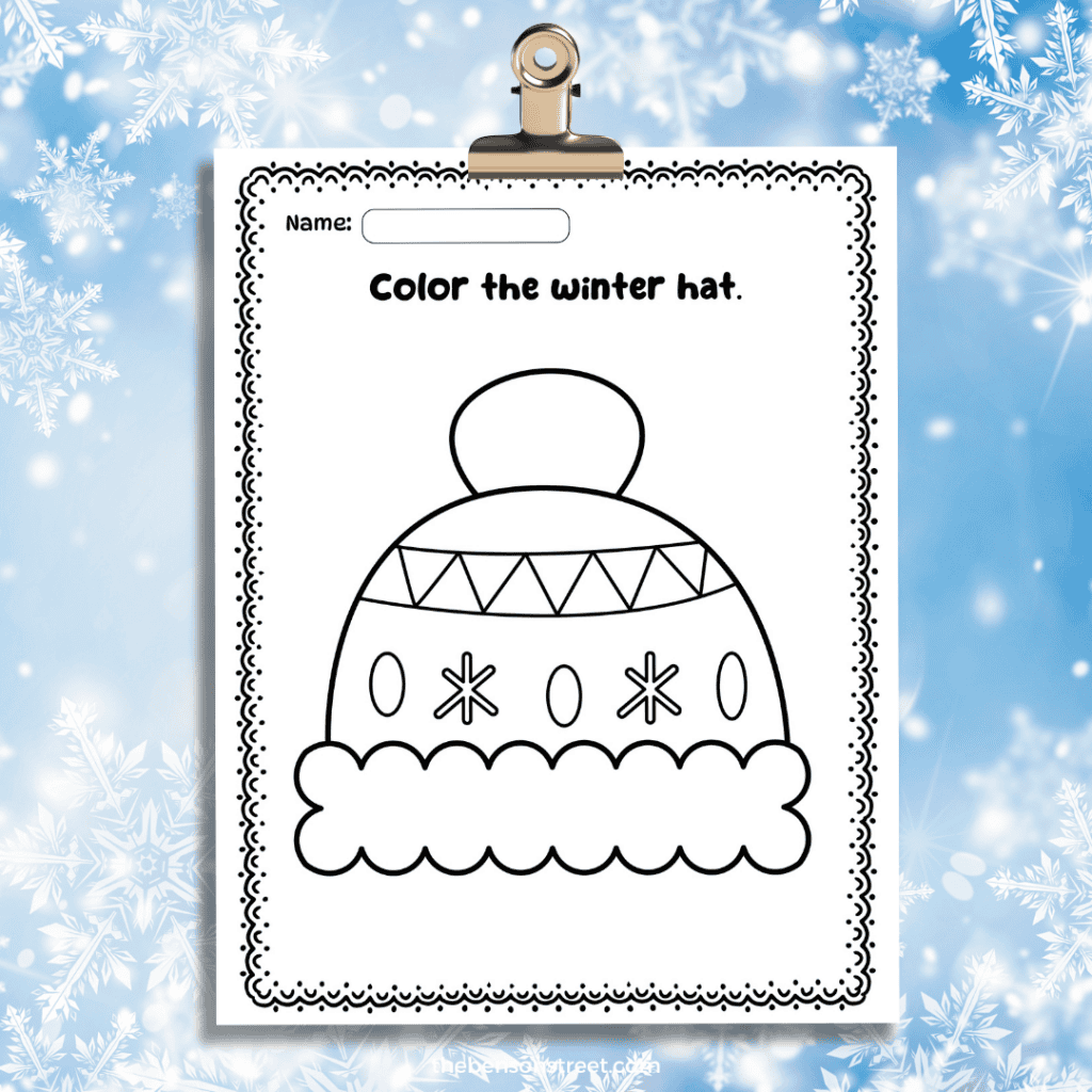 Free printable winter hat coloring pages