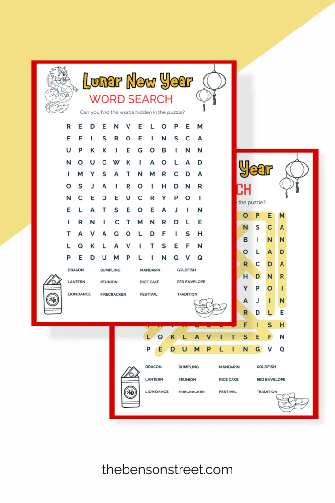Free to Print Word Search for Lunar New Year