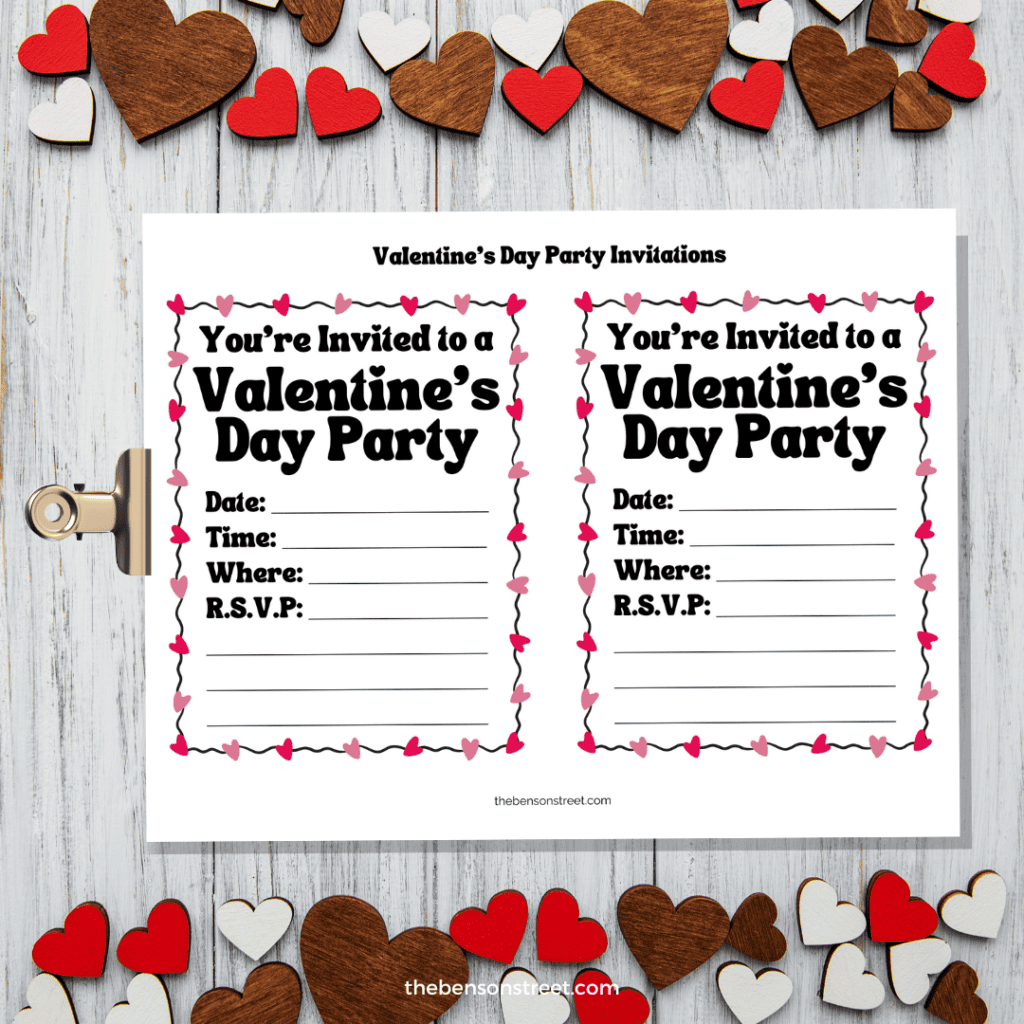 Free to print Valentine's Day party invitations for February 14th