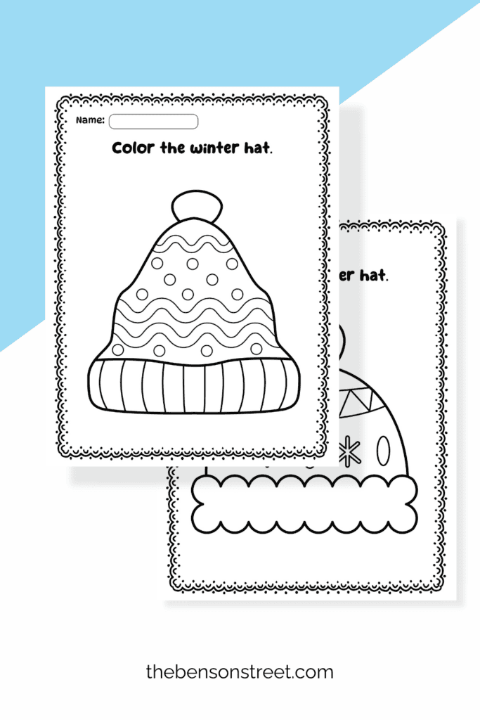 Freebie Winter Hat coloring pages set free printable