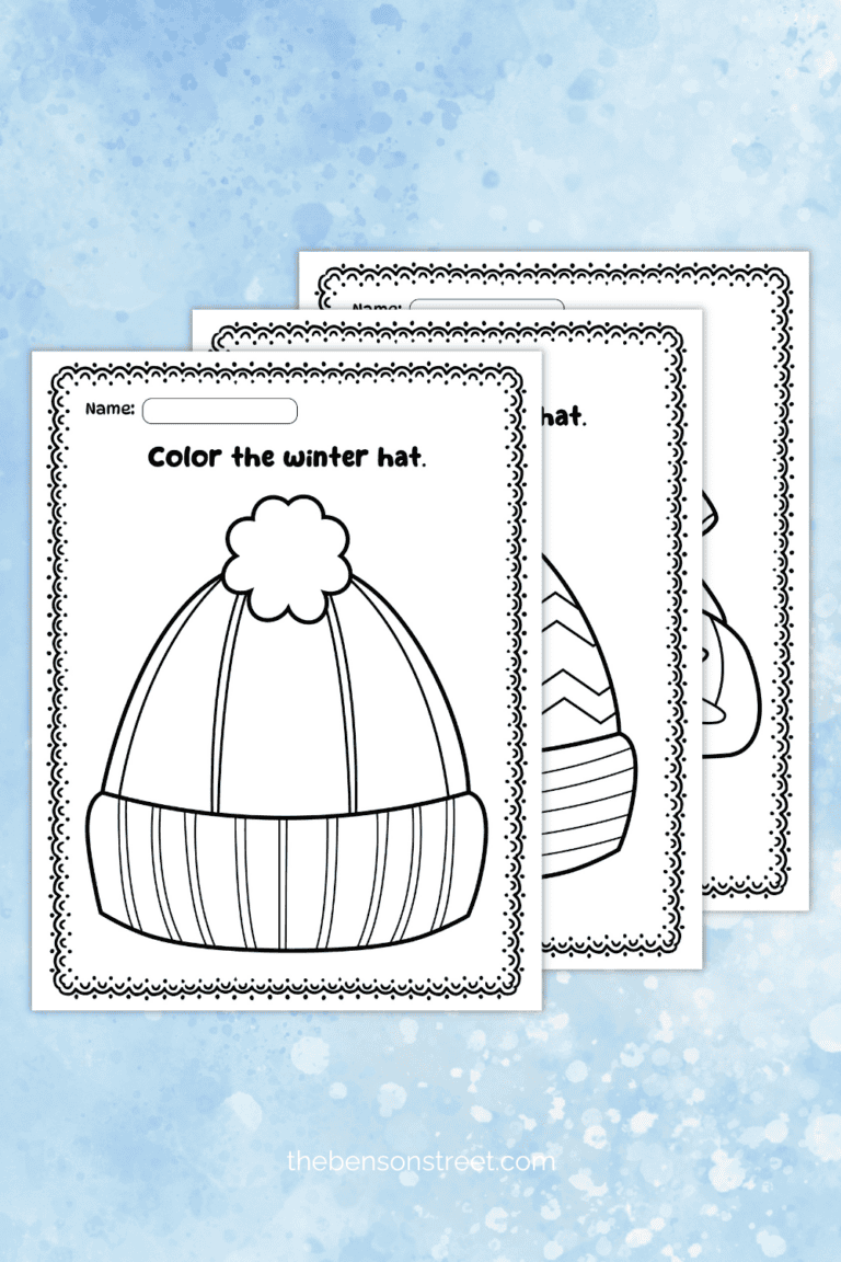Freebie Winter Hat coloring pages set printable