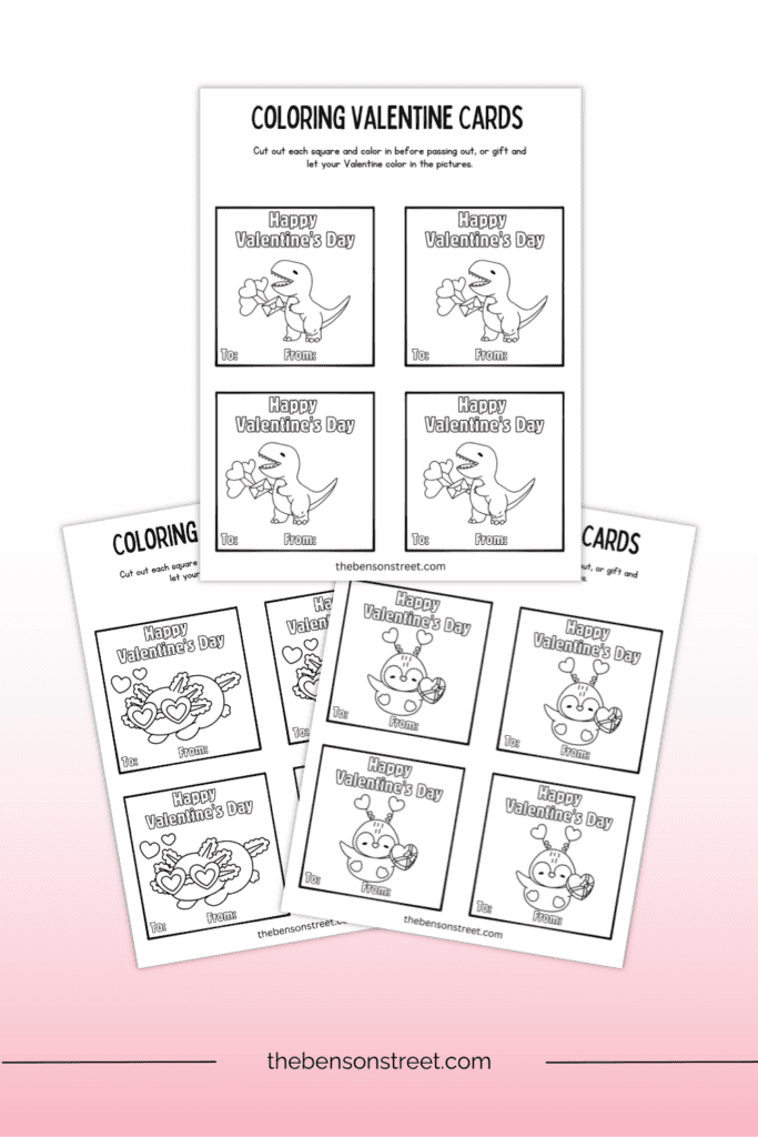 Fun Valentines to color free printable set with eight designs