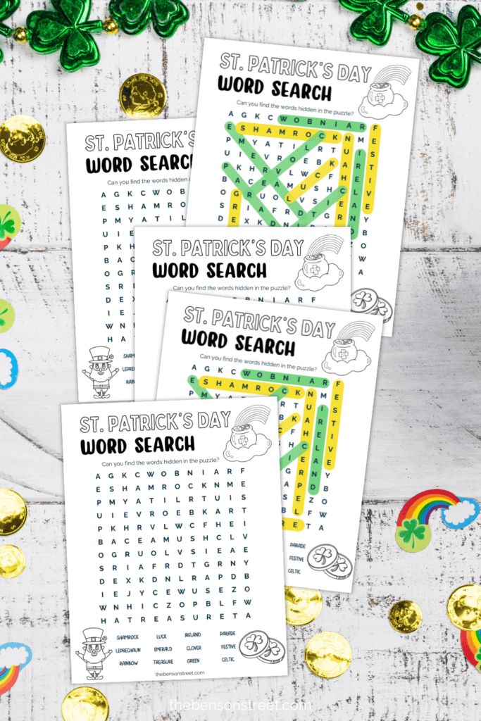 Fun and free printable word search for St. Patrick's Day