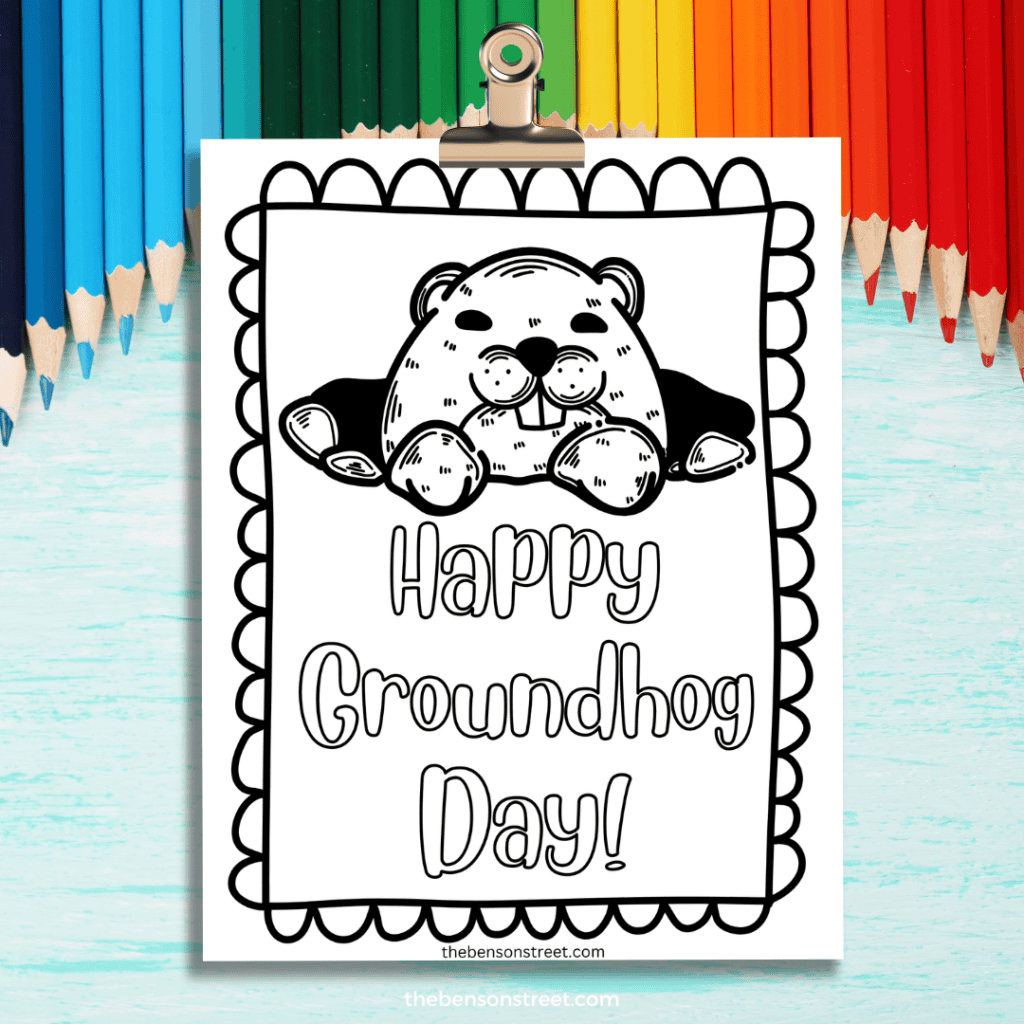 Happy Groundhog Day Coloring Page free printable