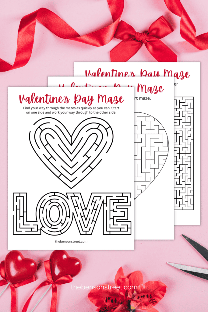 Have fun this Valentine's Day with easy to use printable mazes