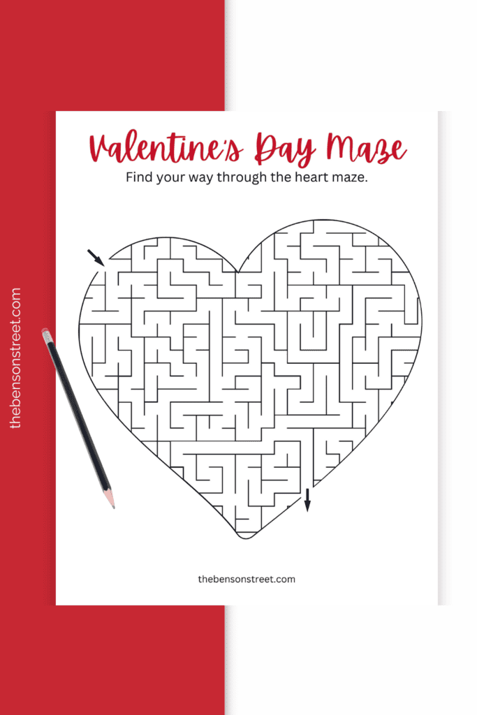 Heart Maze for Valentine's Day Free Printable