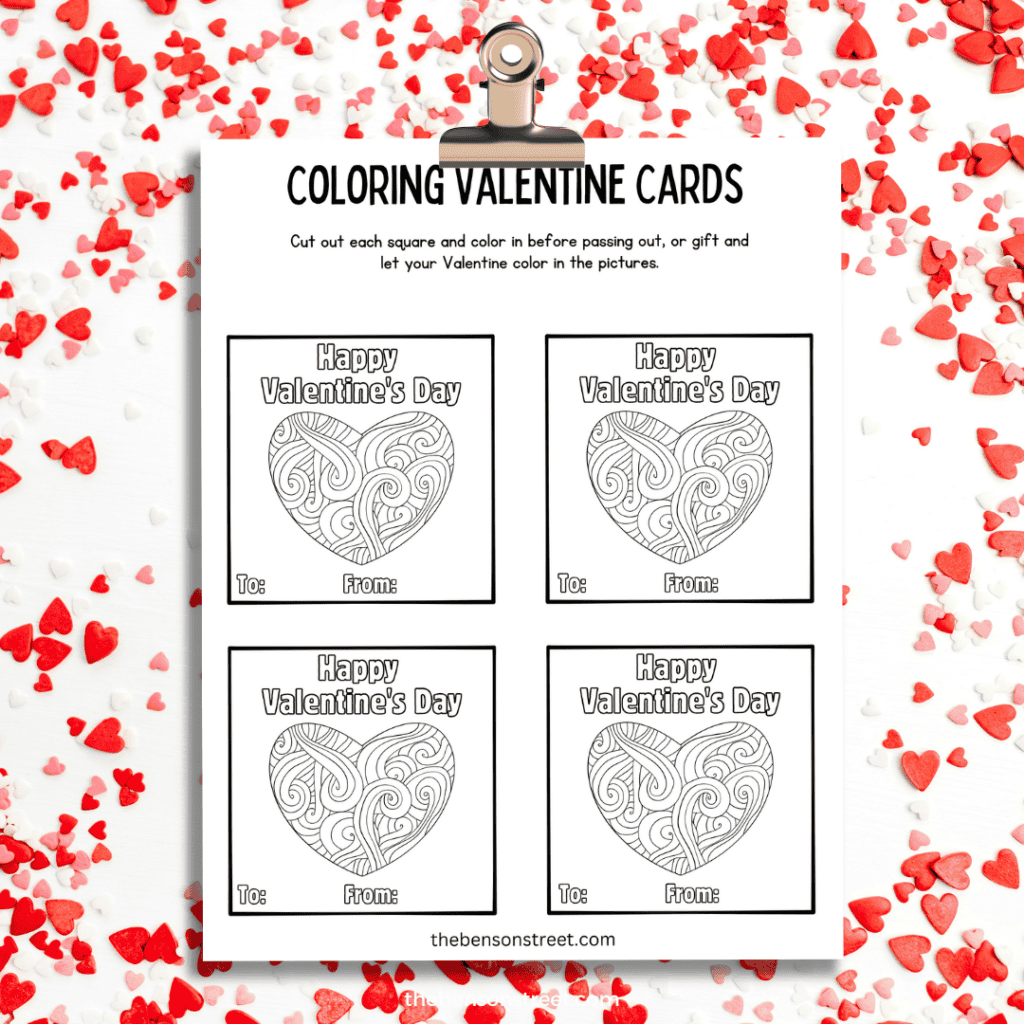 Heart coloring Valentine Cards and more