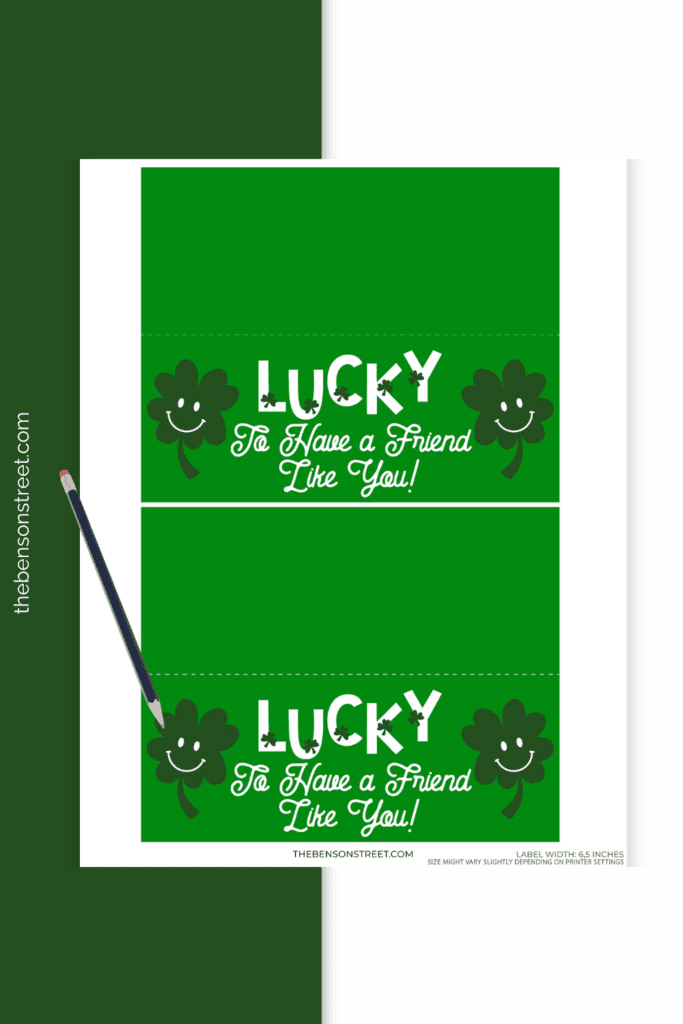 Lucky Friend St. Patrick's Day Bag Topper Free Printable