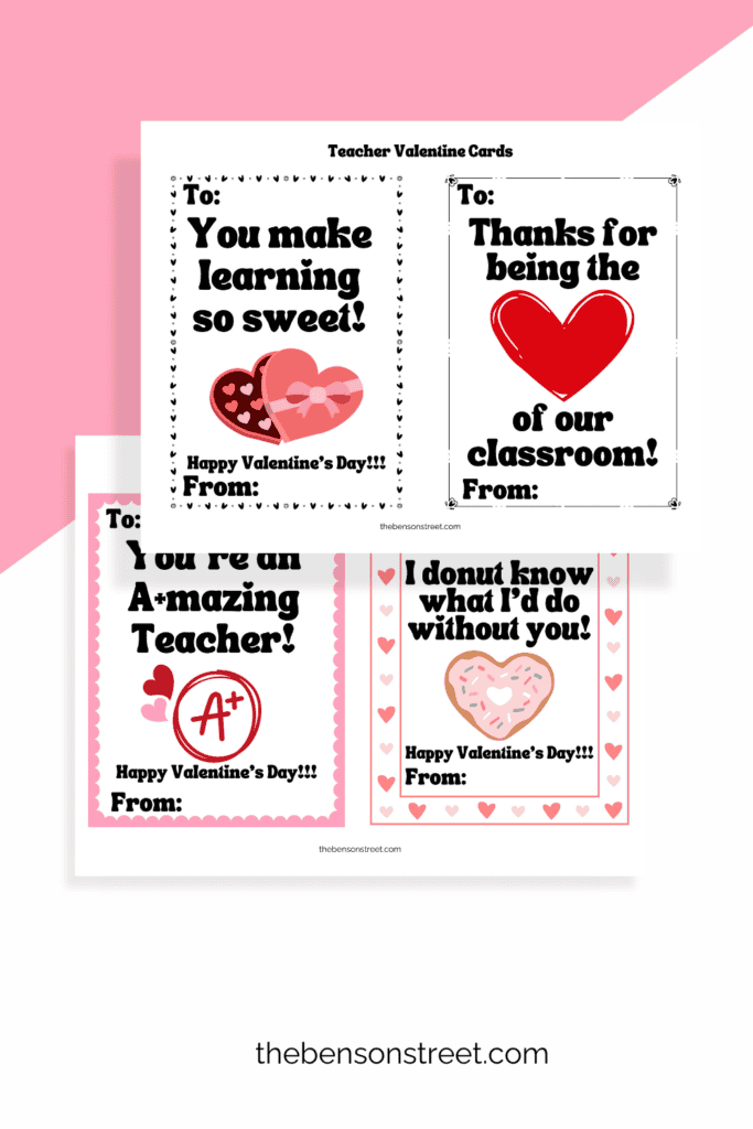 Perfect punny Valentines for teachers from students free printable