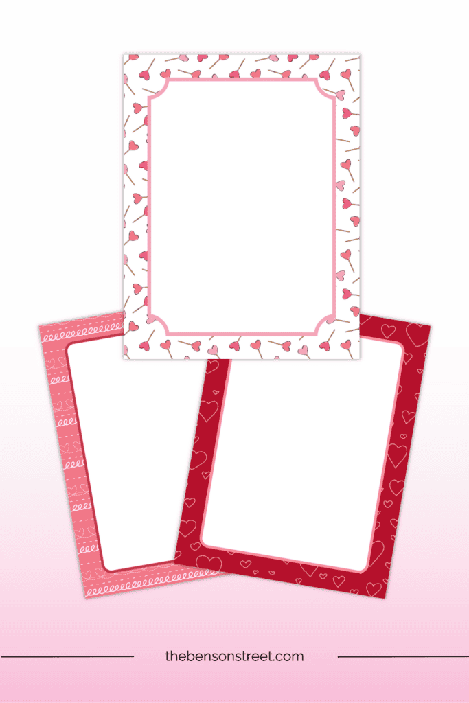 Pretty Printable Blank Valentine Border Papers templates