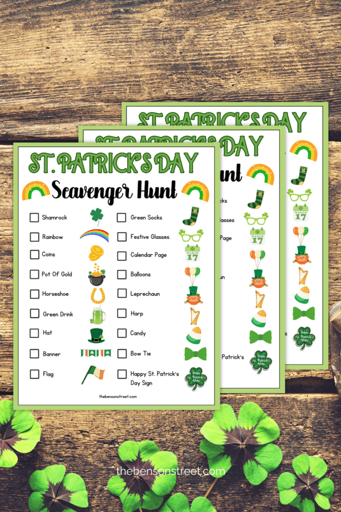 Print and find Kids St. Patrick's Day Scavenger Hunt printable game