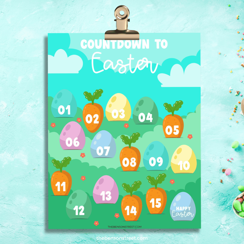Printable Countdown to Easter Page advent calendar 