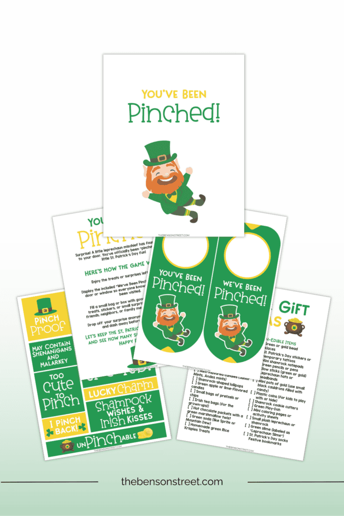 Printable Pages for a game of You've Been Pinched for March