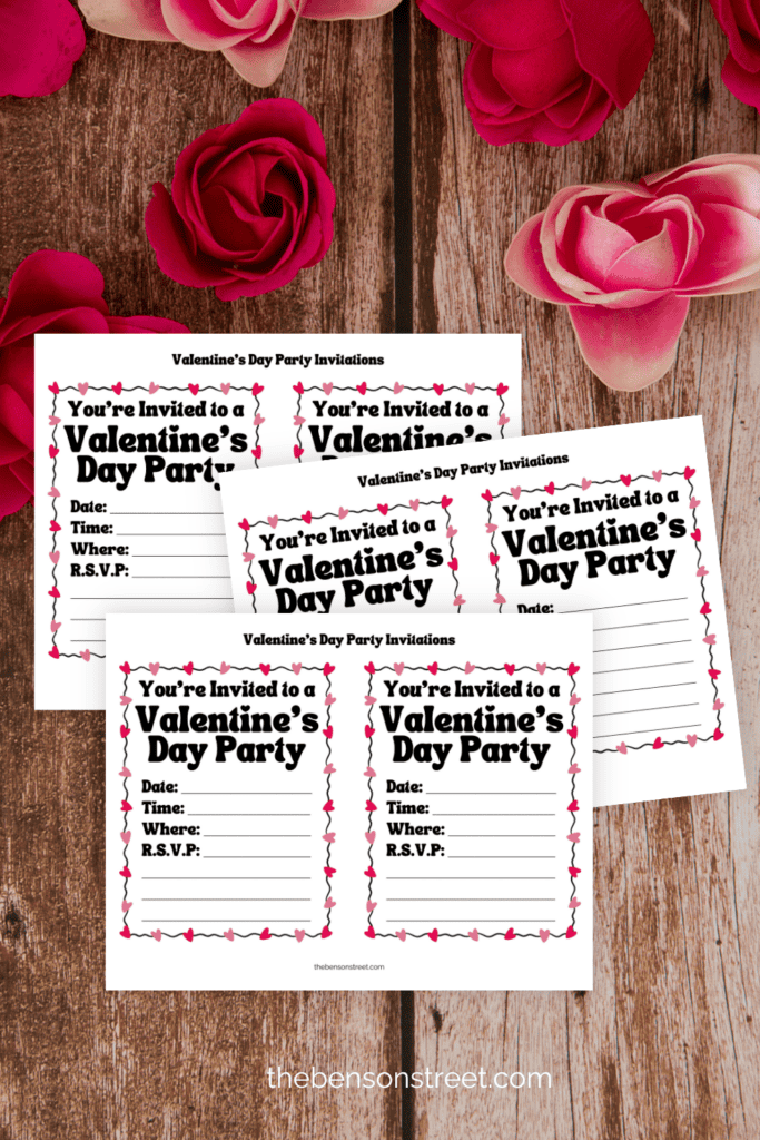 Printable Valentine's Party Invitations template. Print and fill in