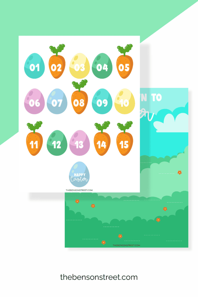 Printable countdown to Easter sheet with cards to insert each day