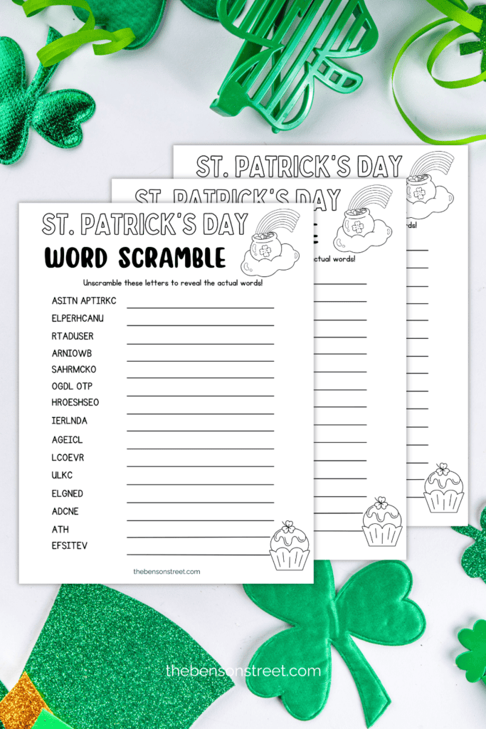 Quick Way to Have fun on March 17th with scrambled words and a free printable